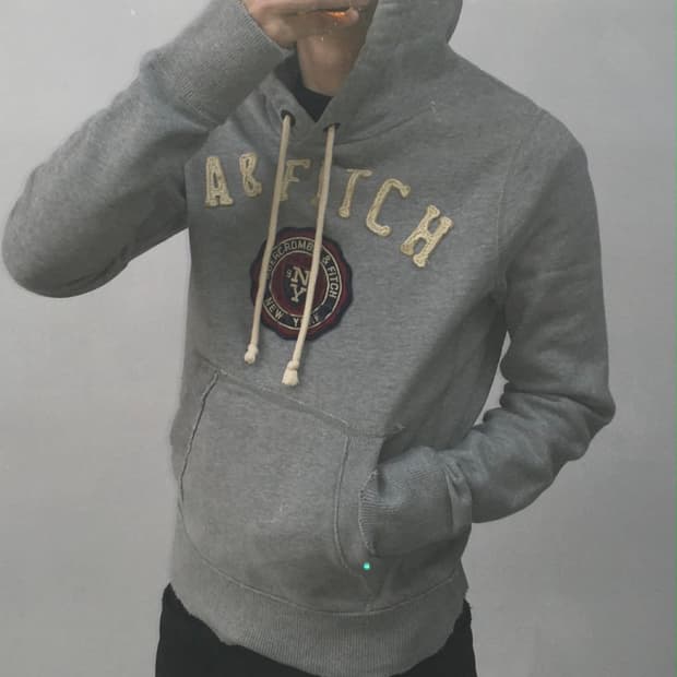 [S] 아베크롬비 Y2k 올드스쿨 그레이 후드티 스웻 셔츠