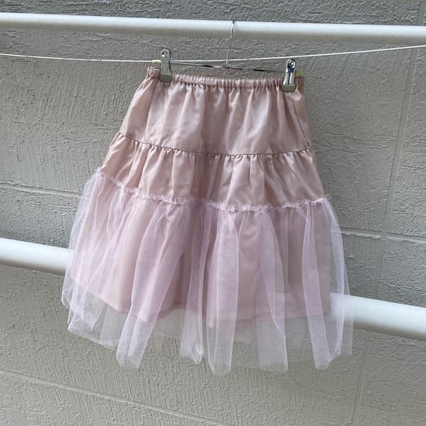 mesh frill sha skirt pink