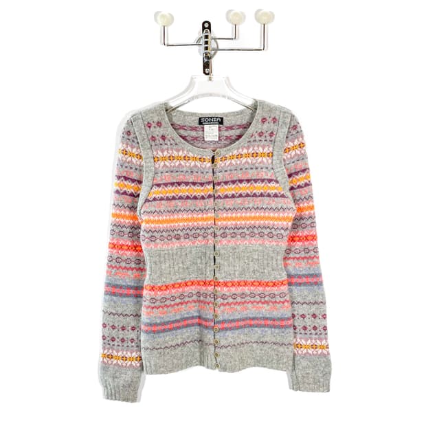 소니아 리키엘 노르딕 패턴 멀티버튼 울 가디건