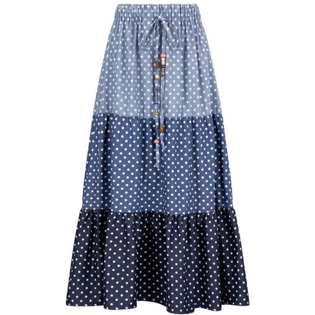 새상품 샵페어리 도트 데님 롱 스커트