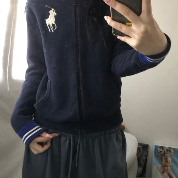 폴로 네이비 빅포니 니트집업