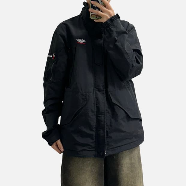 디키즈 USA 사이드 포켓 테크 블랙 바람막이