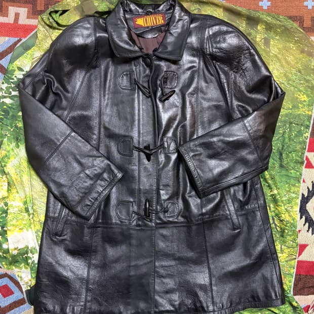 여성free) 빈티지 램스킨 양가죽 레더 더플 코트