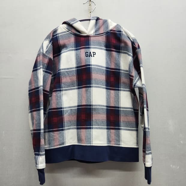 GAP 갭 미들로고 격자패턴 후드티 M
