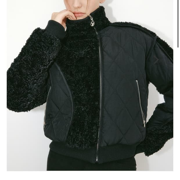 yuse 유즈 후리스 퀼팅 푸퍼 점퍼 블랙