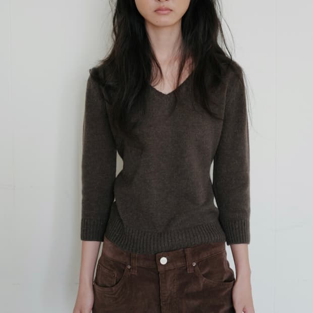 ALPACA V-NECK KNIT BROWN (M사이즈)