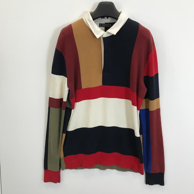 타미힐피거 컬렉션라인 패치워크 카라넥니트 [L]