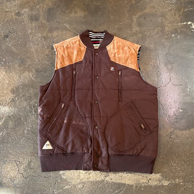 Rocawear 00s 빈티지 스웨이드 요크 브라운 퀼팅 베스트 XL