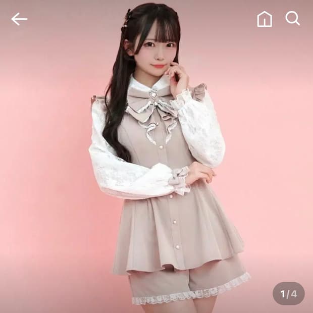 시크릿허니 레이스 슬리브 러플 셋업