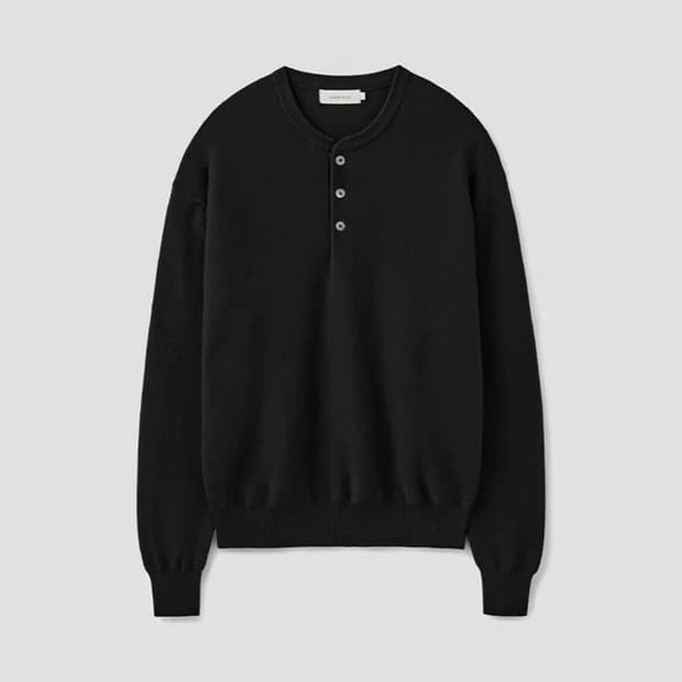 유니온블루 하드 트위스트 헨리넥 니트 블랙 M