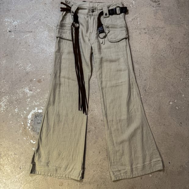 Ivory Zip Cargo flare pants  아이보리 플레어 팬츠