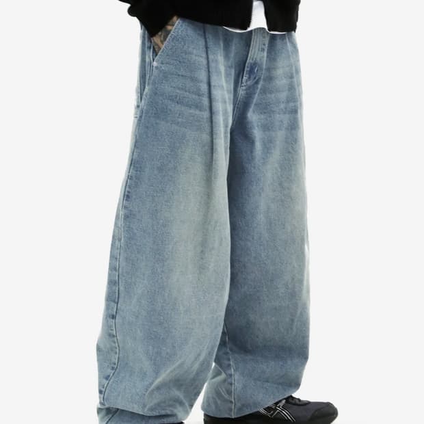 엑스톤즈 빅 와이드 벌룬 데님팬츠 M