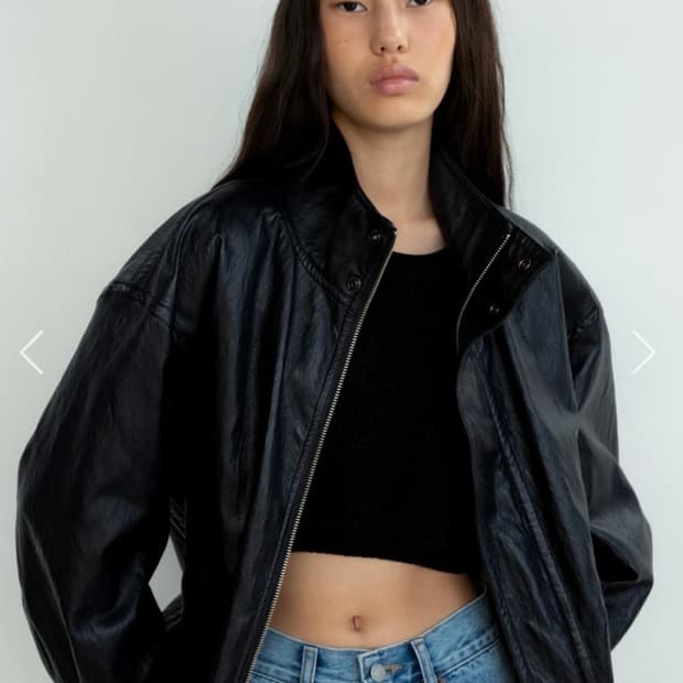 모노하 하이넥 레더자켓