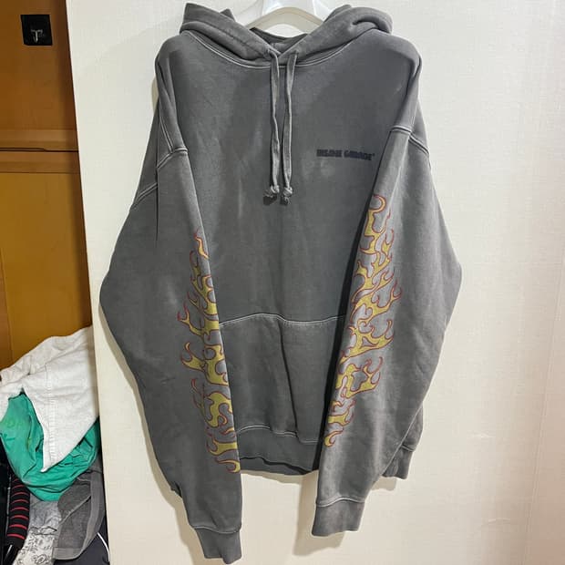 (2사이즈 105~110) 인세인개러지 플레임 피그먼트 후드티셔츠