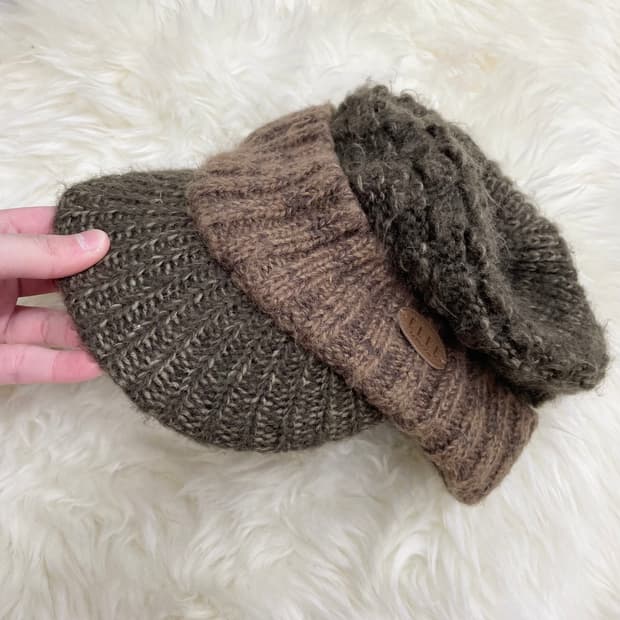 브라운 모리 레이어드 니트 비니 