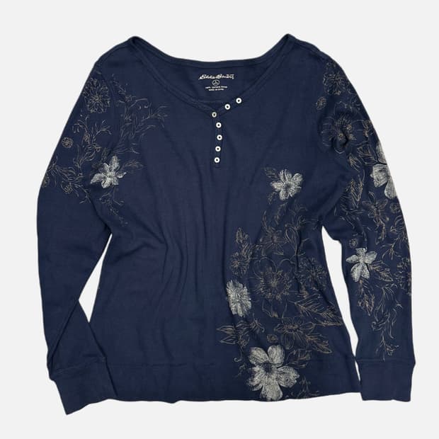 oriental flower navy t-shirt