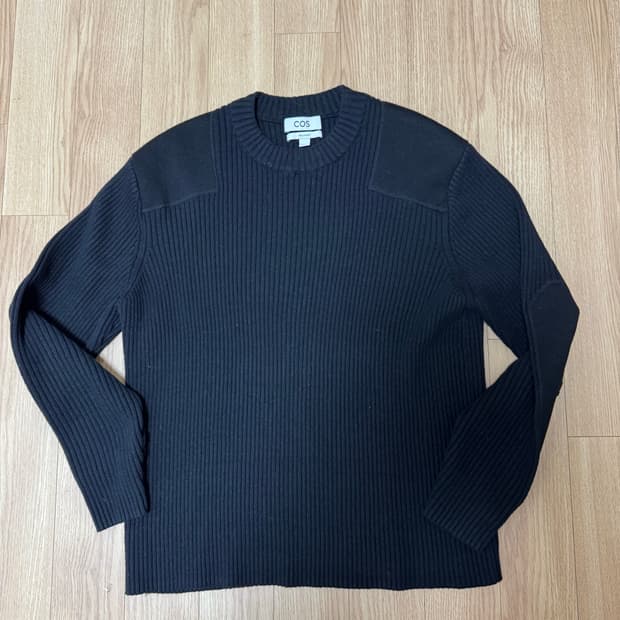 COS 패치 코튼 블랙 니트 M