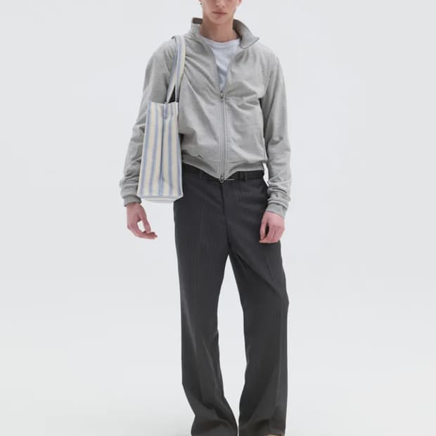 PUNCHED RIB TRACK JACKET - MELANGE GREY