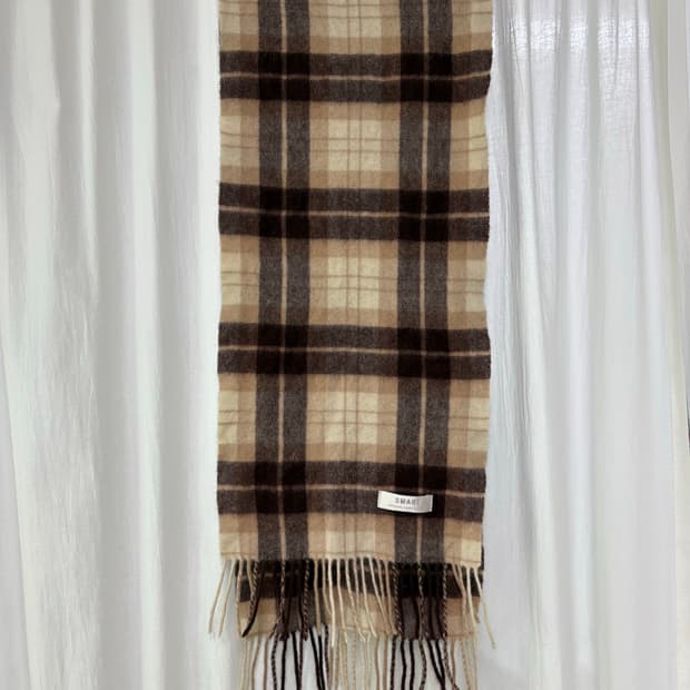 빈티지 클래식 브라운 체크 머플러 / 베이지 톤온톤 코디 추천