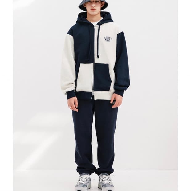 M) 비슬로우 X YALE 콜라보 배색 후드집업 자켓 점퍼