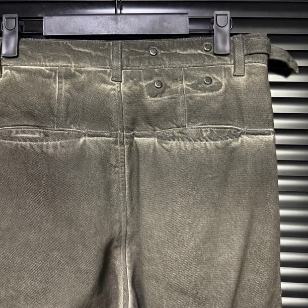 폴리테루 카키 워시드 더티 워싱 와이드 벌룬 워크 팬츠 29 30 고시마