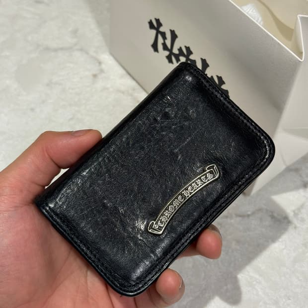 [ONE SIZE] 크롬하츠 실버 스크롤 라벨 카드지갑 블랙