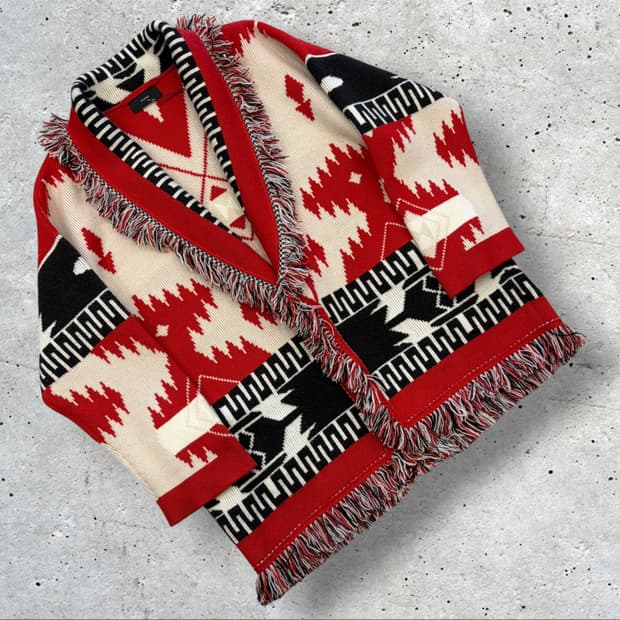 [M] 17FW 알라누이 패턴 프린지 캐시미어 가디건 D371