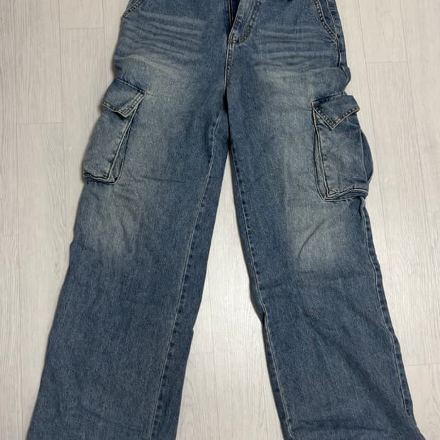 블랙업 데님 카고 팬츠