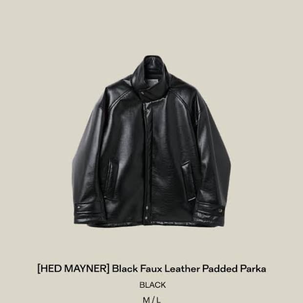 헤드메이너 커스텀멜로우 블랙 레더 패디드 파카