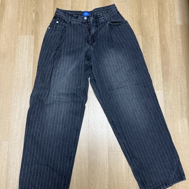 스트라이프 워싱 데님 팬츠
