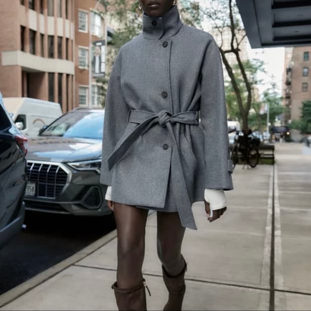 [급처] 자라 하이넥 반코트 - 그레이 