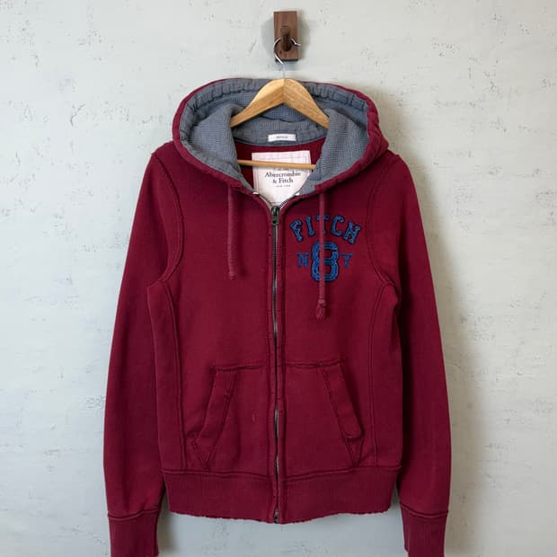 아베크롬비 빈티지 버건디 후드집업
