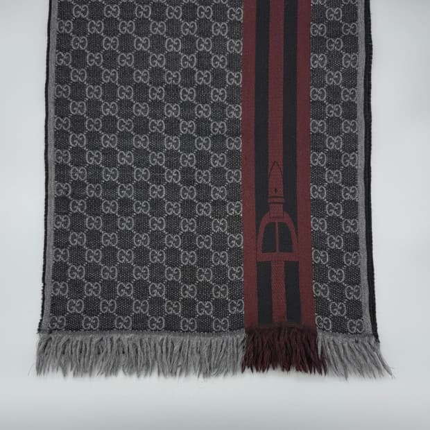 Gucci 구찌 GG 울 자카드 머플러 블랙그레이