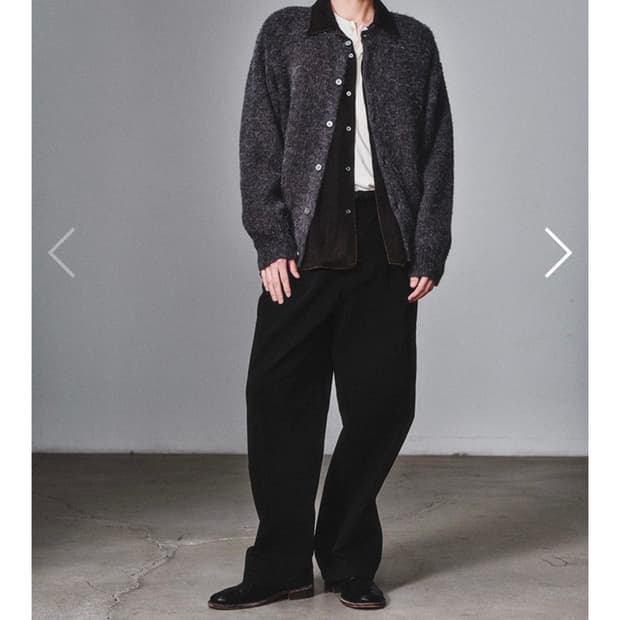 모헤어 라운드넥 가디건_차콜