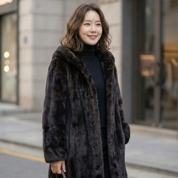 블랙그라마(Blackglama) 후드 밍크 코트