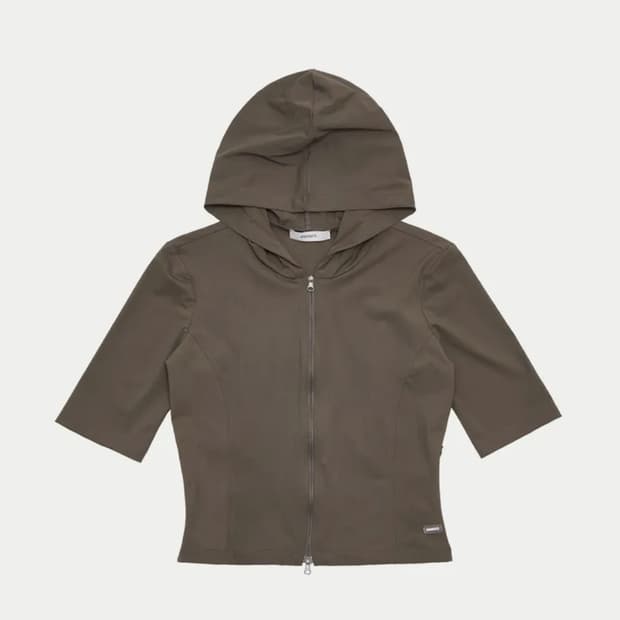 아모멘토 SLIM FIT HOODED ZIP-UP_BROWN
