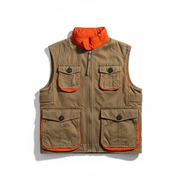 디스퀘어드2 카키색 오렌지 포인트 포켓 조끼 95
