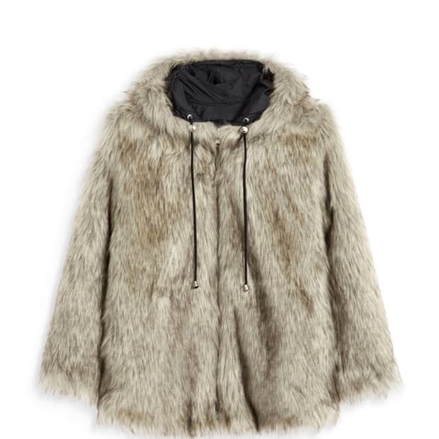REVERSIBLE FAUX FUR HOOD JACKET