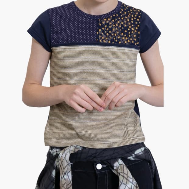 [F]퍼버즈 26ss Mixed 미니 티셔츠/네이비