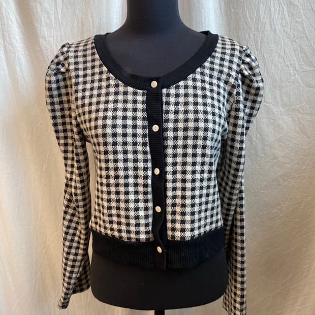 GRL 체크퍼프소매가디건(L)