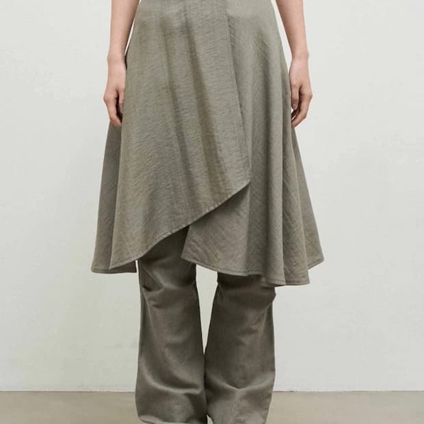 앙개 랩스커트 midi wrap skirt khaki S
