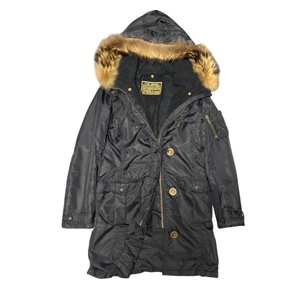 Moussy Black fur long jacket