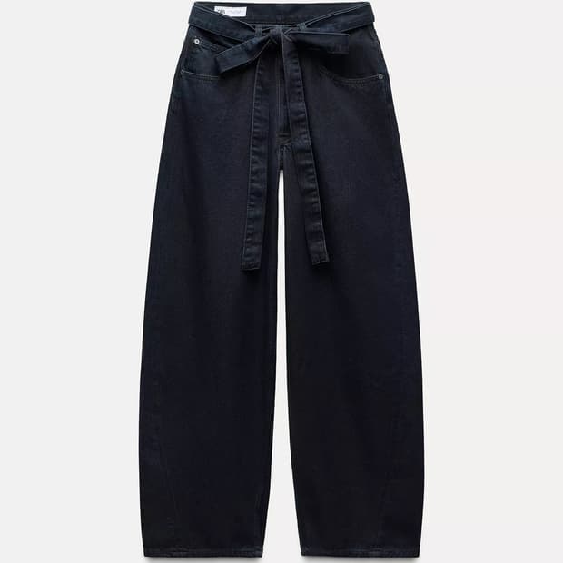 Zara trf belted denim trousers 