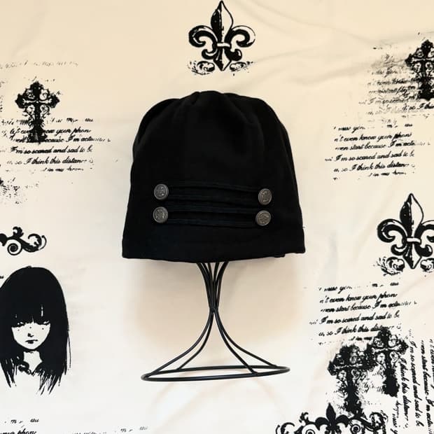 • 사화룸 Napoleon Button cap Beanie