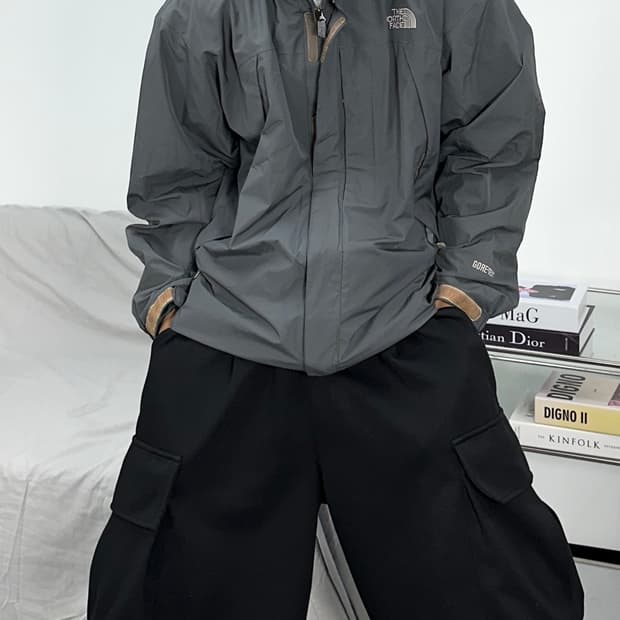 노스페이스 라이트그레이 고어텍스 바람막이 100