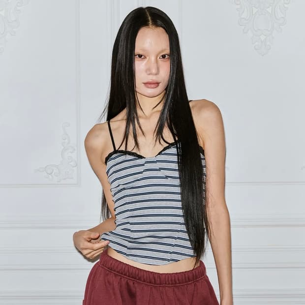 미스테리어스호텔 LACE STRIPE CORSET [GREY]