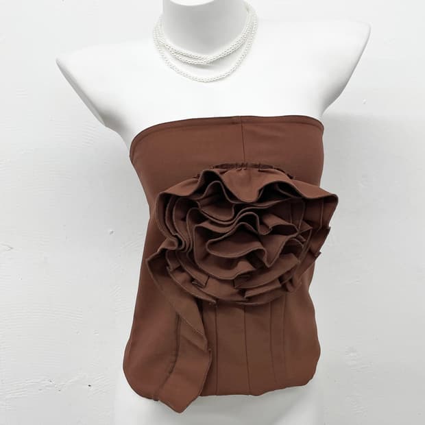 브라운 로즈 로제트 탑 