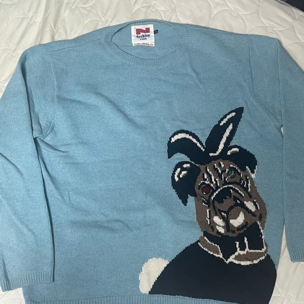 비욘드클로젯 강아지 니트 터콰이즈 블루