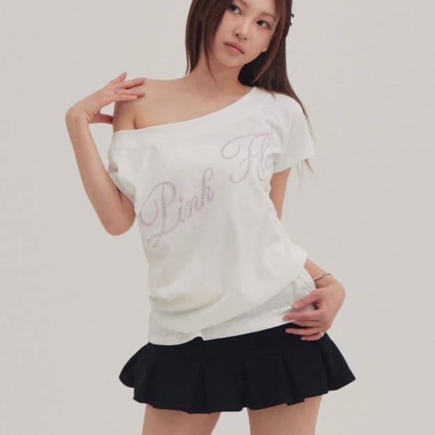 forusring pink flag box tee white