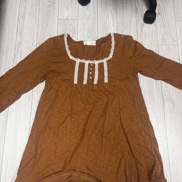 모리걸st 빈티지 레이스넥 티